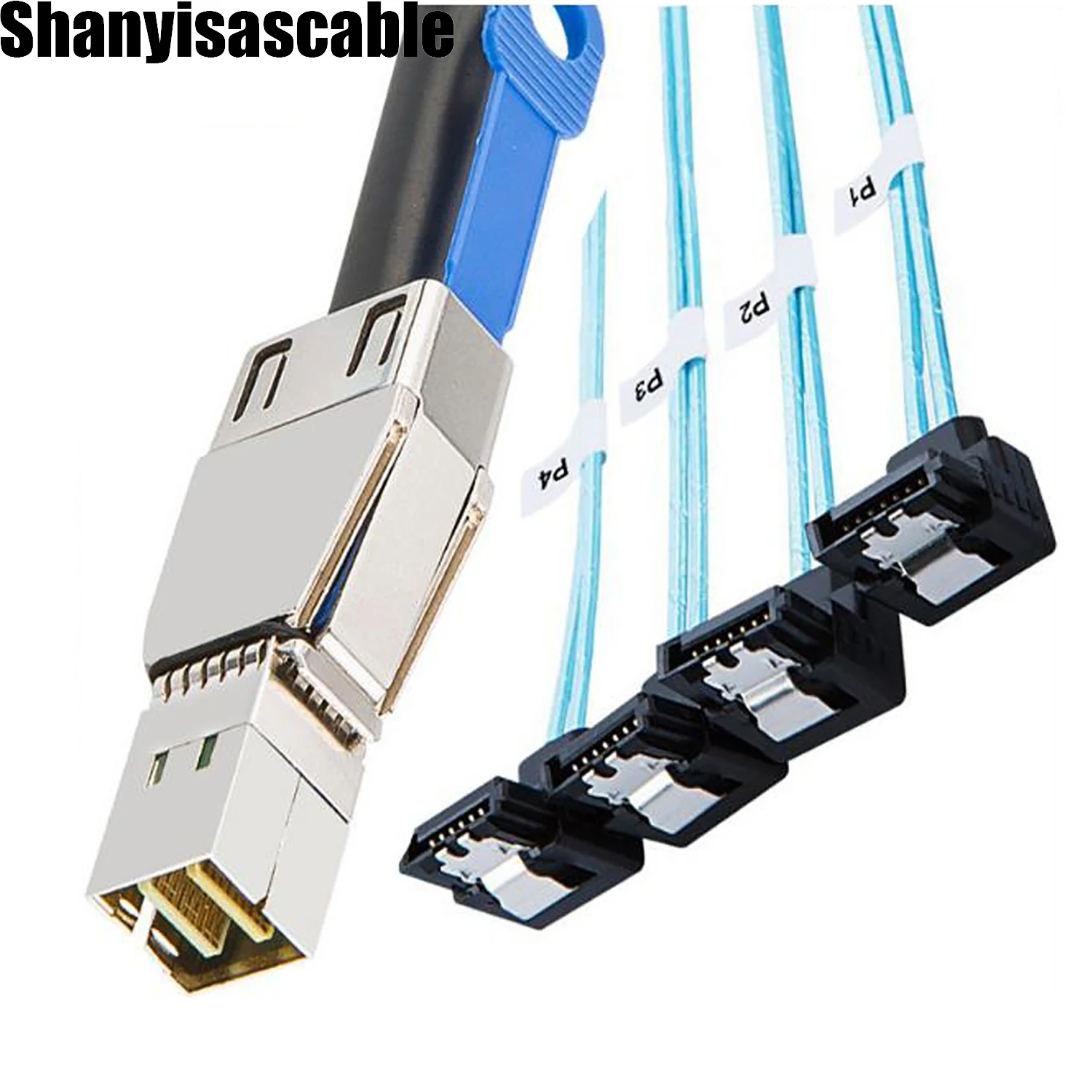 0.5M Mini SAS HD SFF-8644 36P with IC male to 4 SATA 7P female 90 degree Server Raid cable adpter
