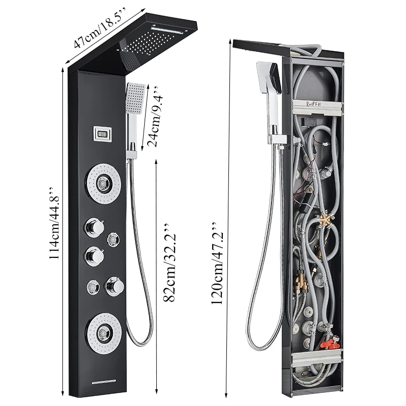 Digital Bathroom Shower Panel SPA Massage Jet Shower Column Set System Waterfall&Rainfall Bathroom Faucet Set Mixer Tap for Bath for Bathroom Shower Faucet Set,Shower Panel