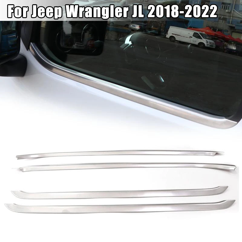 

Car Window Glass Outer Seal Belt Trim Sealing Strips Stainless Steel Weatherstrip for Jeep Wrangler JL 2018 2019 2020 2021 2022