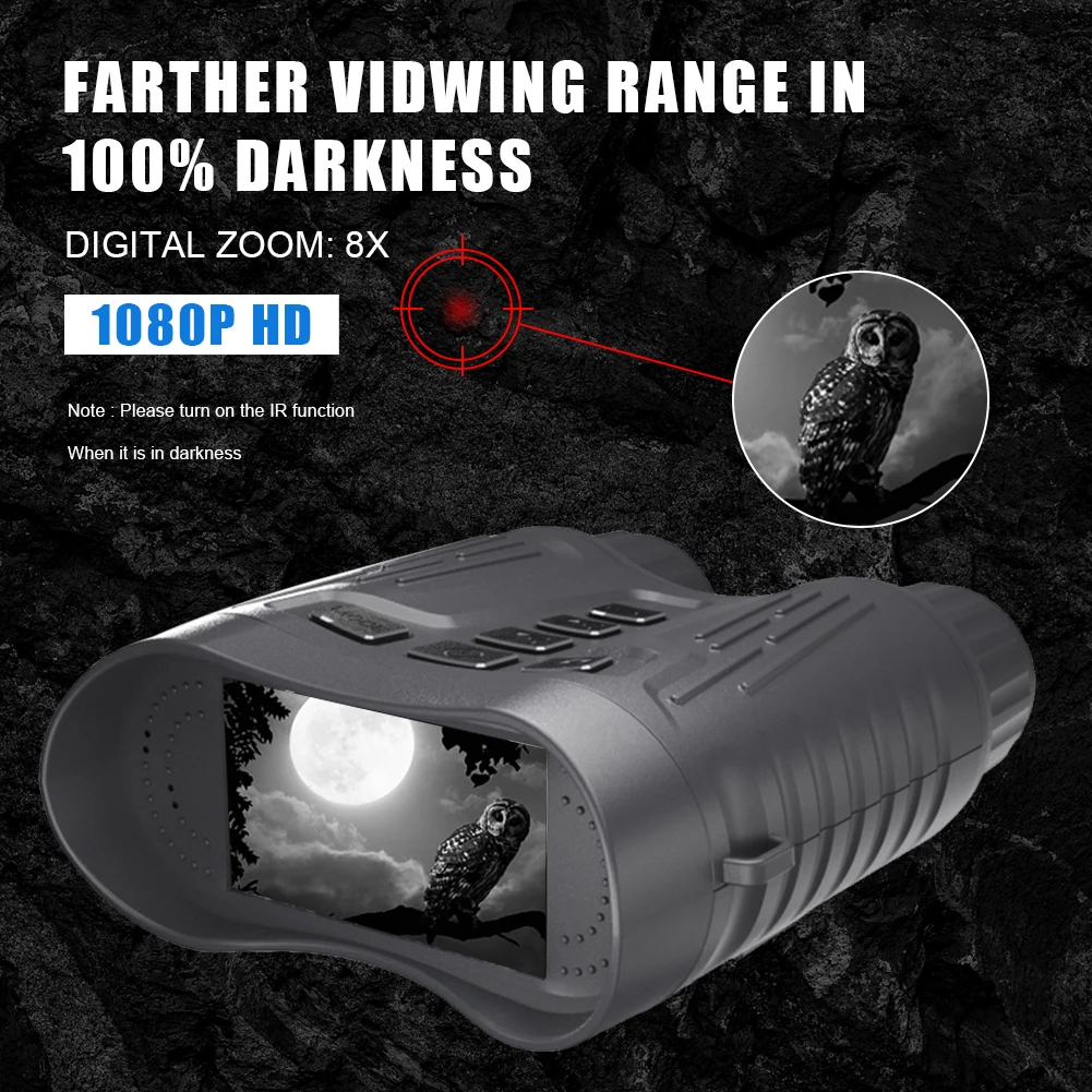 

Night Vision Goggles 1080P HD Binoculars 8X Digital Zoom Photos Videos Telescope with 3.2" TFT Display for Travel Bird Watching