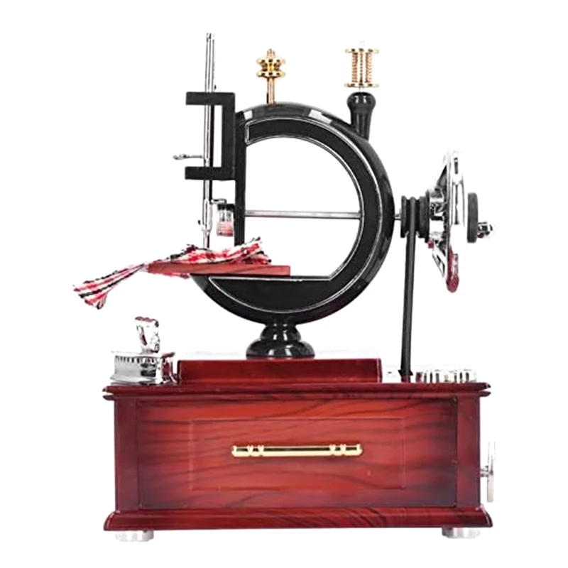 

Sewing Machine Shaped Music Box, Vintage Mini Retro Style Sewing Clockwork, Musical Box For Desktop Decoration Durable