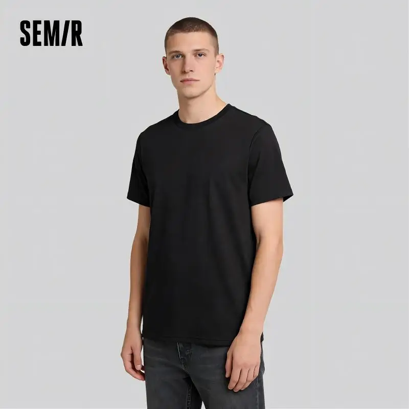 Semir 반팔 남성 티셔츠 코튼 2026 여름 신작 남성 의류 얇고 다재다능한 티셔츠 커플 솔리드 컬러 탑