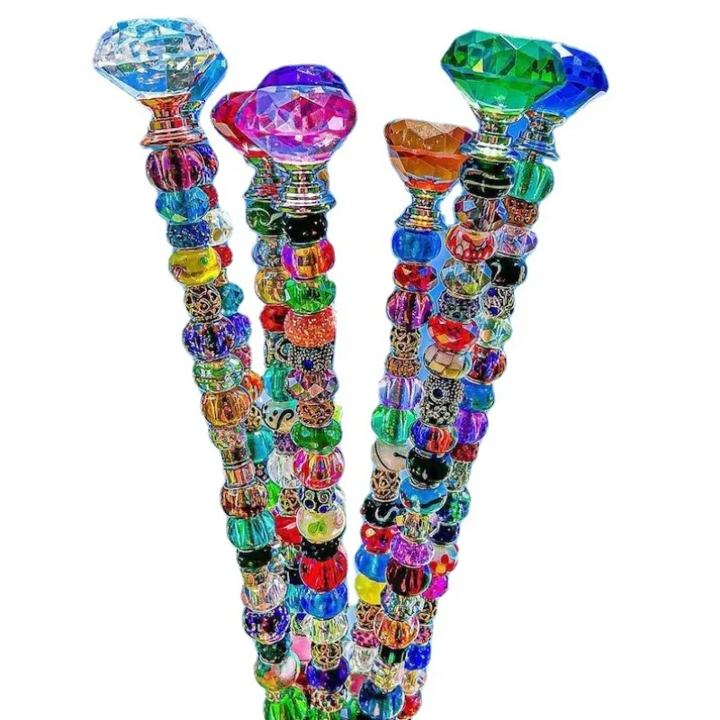 

Girl's Crystal Magic Stick Colorful Glass Stone Wand