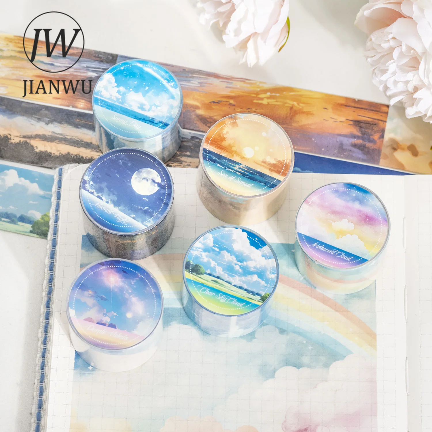JIANWU 30mm*200cm Sky and Sea Series Landscaping Material Collage Washi Tape Creative DIY Journal Scrapbooking Stationery 2