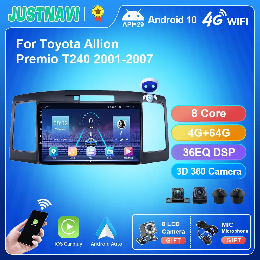 Автомобильный радиоприемник JUSTNAVI на Android 10 мультимедийная система с GPS