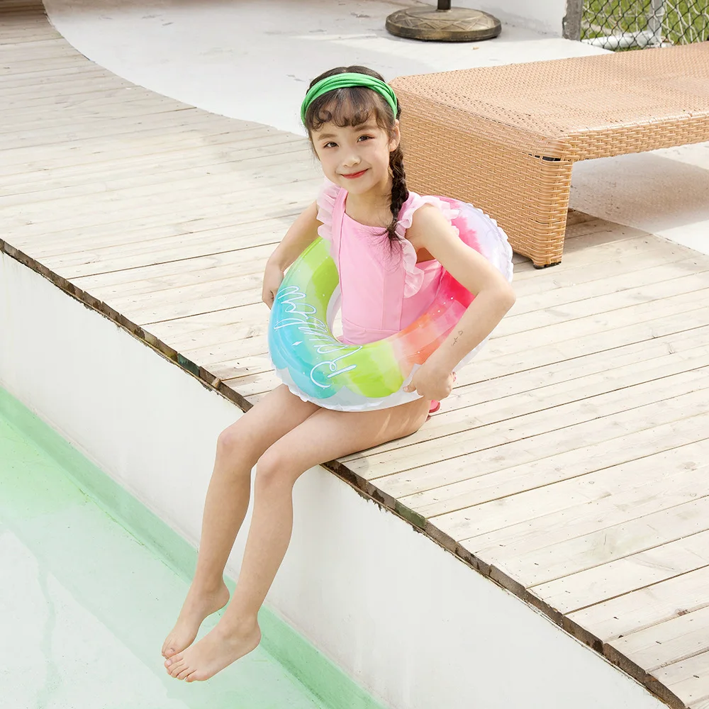 Pool Float Swimming Ring Adult Children Inflatable Toys Swimming Circle Thickened Pvc Rainbow Summer Outdoor Beach Water Games 3