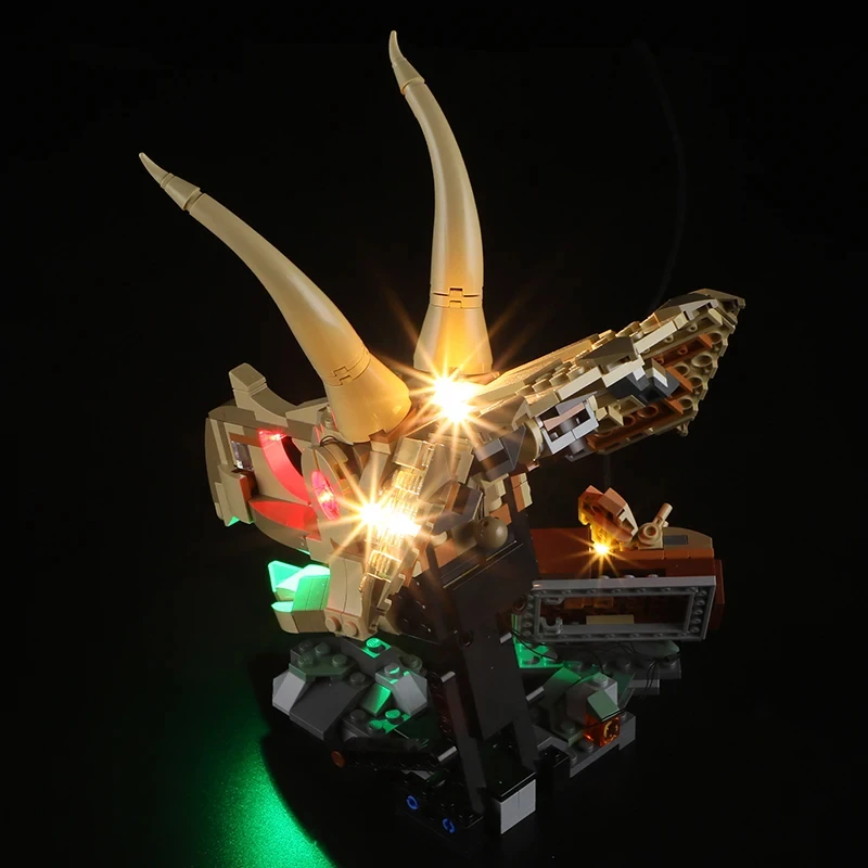 레고 76969 공룡 화석용 DIY LED 조명 키트: 트리케라톱스 해골(LED 조명만 해당, 블록 모델 제외)