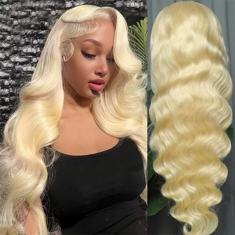 613 13x6 Lace Front Wigs Human Hair 100% Body Wave Blonde Lace Frontal Wigs 220 Density 40 Inch Natural Hairline With Baby Hair 1