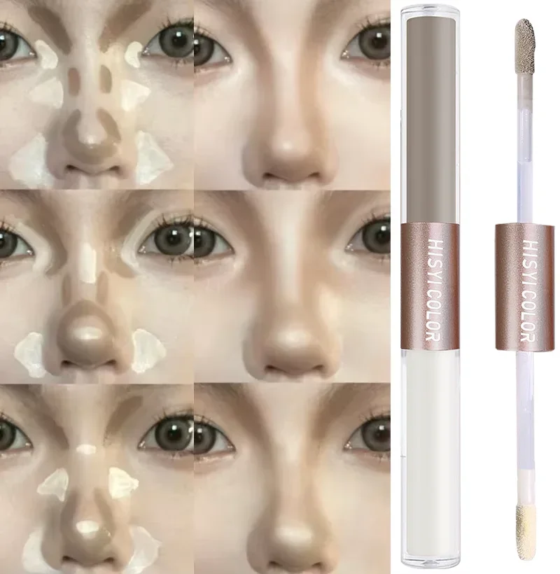 Dual-End Liquid Highlighter Pen Skin Brightening & Contouring Stick Natural Contour Long-Lasting Waterproof