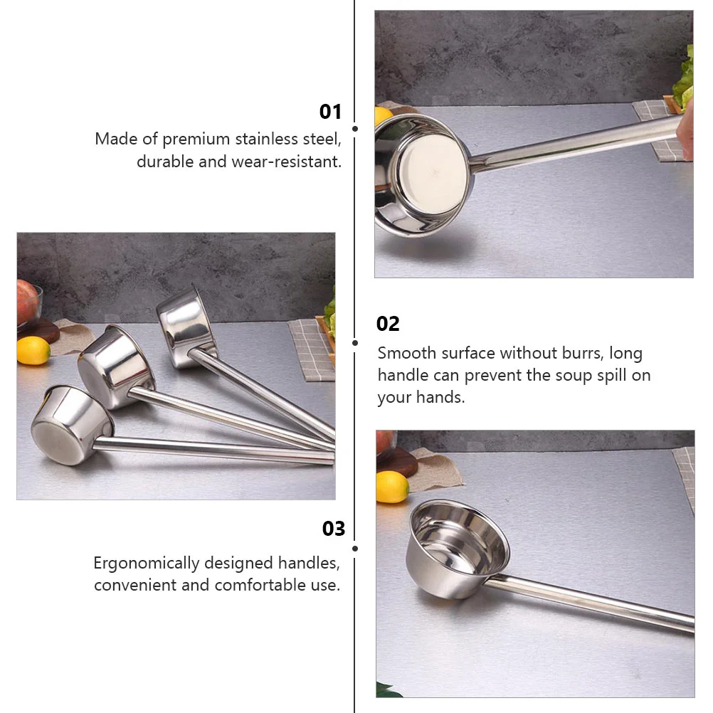 Garden Spoon Soup Ladle Household Water Tub Silver Stainless Steel Sturdy Bailer