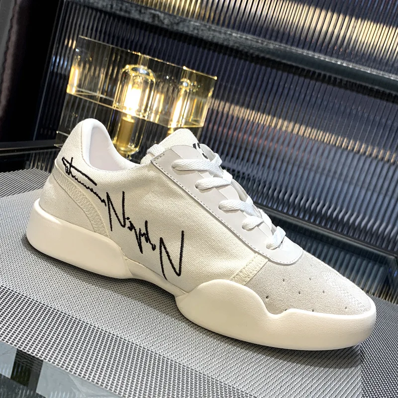 

Y3KAIWA Luxury Men Casual Shoes Canvas Genuine Leather Patchwork Comfortable Flats Women Sneakers Fashioner Shoes