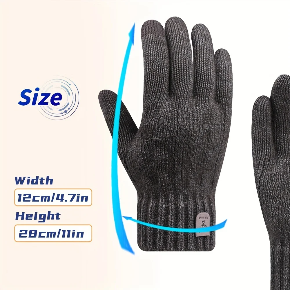 Warmest Thermal Touch Screen Gloves for Women and Men-Fleece Lined, Anti-Slip, Full Fingers, Pull-On Closure, Wool Material,