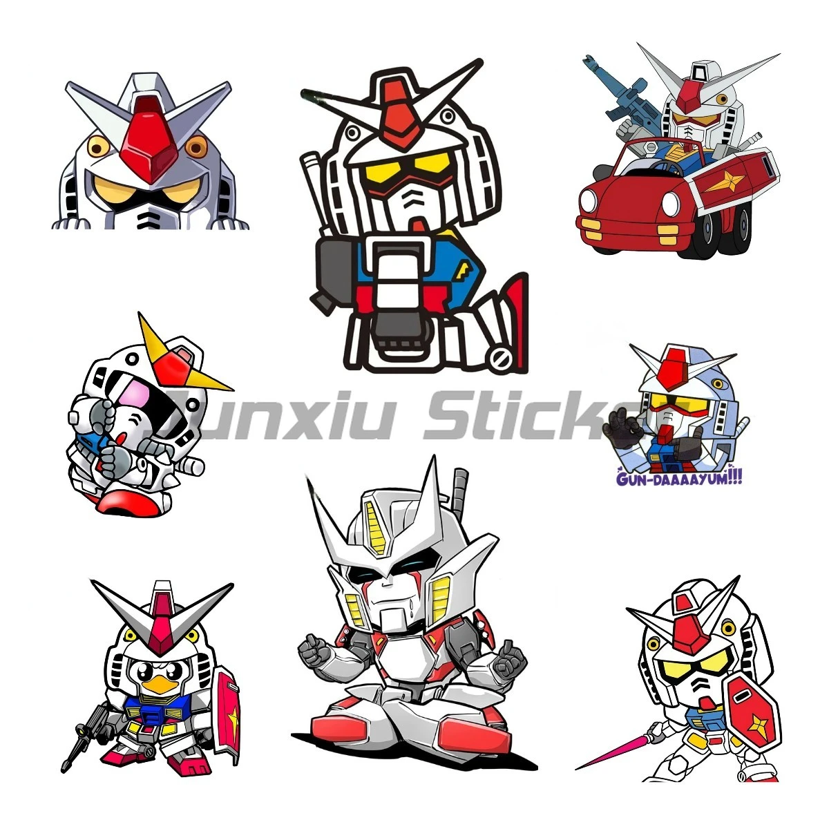 Chibi Gundam Car Stickers Sunscreen Simple Decals Scratch-Proof Trunk Vehicle Decor VAN Car Accessories anime car decal