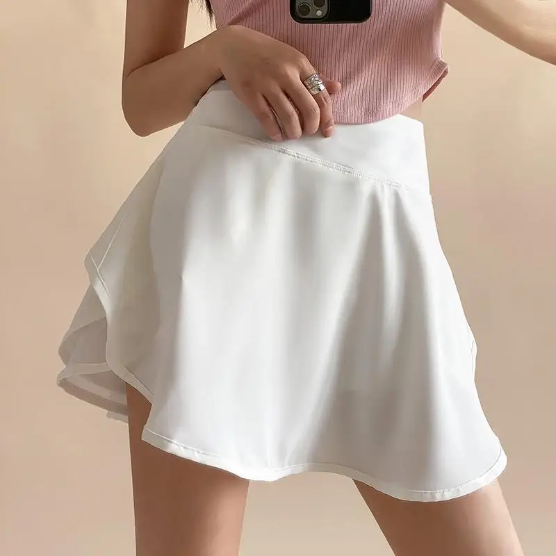 Sports Yoga Shorts Women's Tennis Skirts Summer Fake Two-piece Anti-exposure Thin Fitness Skirt Pants Loose Running Clothes