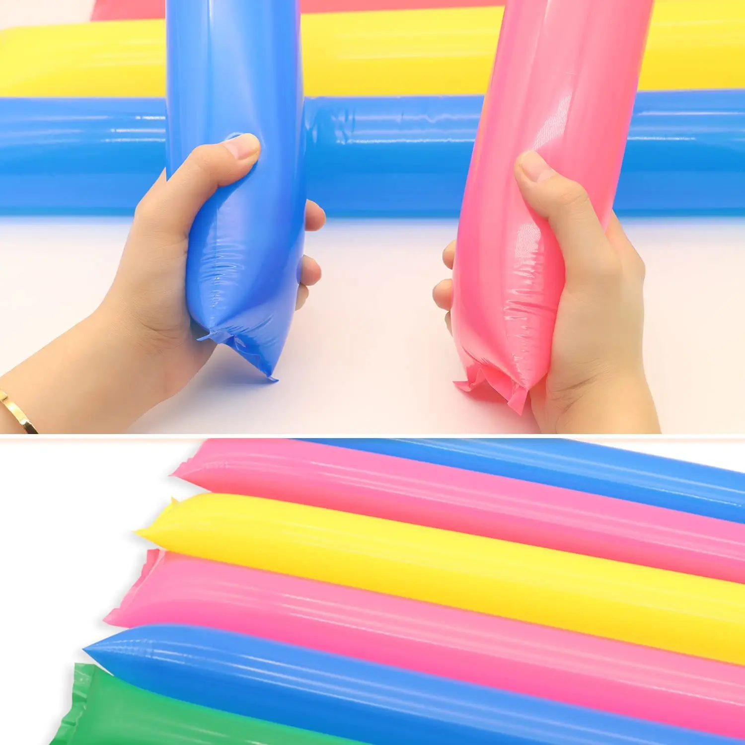 Description Picture 5 of item20Pcs Thunder Sticks Team Spirit Boom Sticks Cheering Stick Plastic Cheerleading Clapper Inflatable Noise Makers for Sport Party