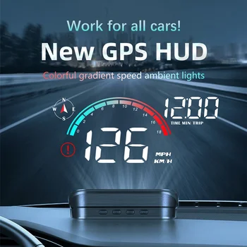 Display Head Up per auto HUD Tachimetro GPS digitale universale Schermo per proiettore Contachilometri cruscotto con allarme di velocità eccessiva per auto