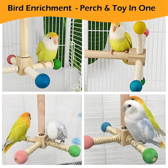 Wood Bird Perch & Exercise Wheel 3