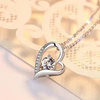 Nouveau collier en argent Sterling 925 coeur 5A Zircon pour femmes, bijoux de mariage, breloque de fiançailles, cadeau de fête, chaîne à pendentif fin 4