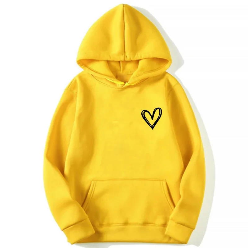 thumbnail image 1 of Sudadera con estampado de corazón simple para mujer, sudaderas con capucha sueltas informales suaves, Tops de lana cálidos para estudiantes, Otoño e Invierno, 1 of 5