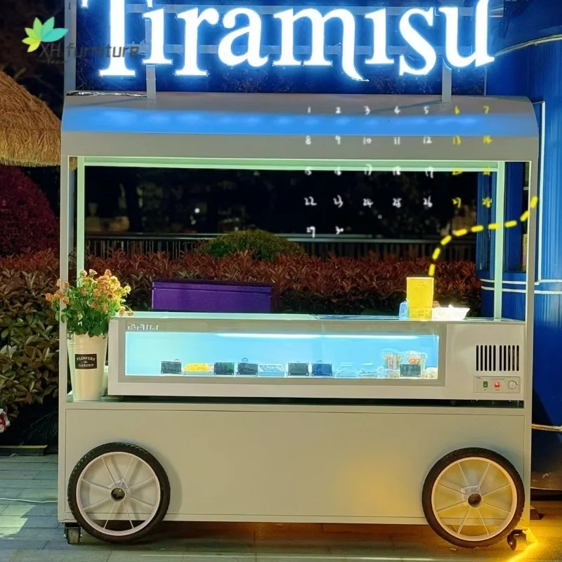 mobile coffee cart Outdoor stall cart Multifunctional ice cream display