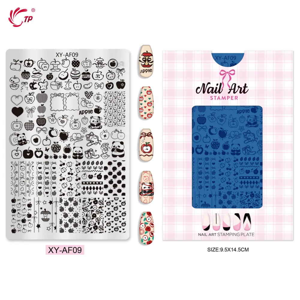 TP 네일 아트 템플릿 나비 격자 무늬 디자인 네일 스탬핑 플레이트 네일 DIY 폴리쉬 프린팅 전사 템플릿 매니큐어 도구