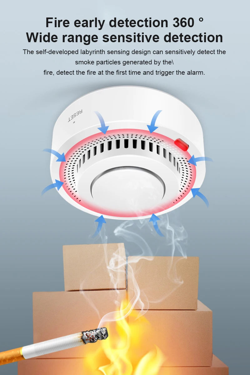 Смарт-детектор дыма Tuya ZigBee, Wi-Fi охранная сигнализация для умного ...