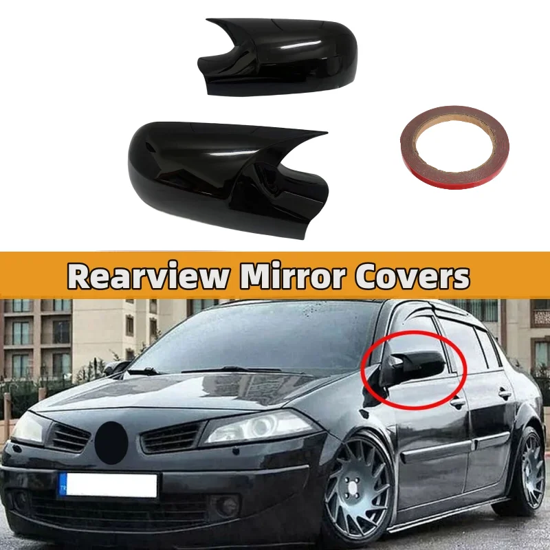 

Pair Car Horn Rearview Mirror Cover Cap Mirror For Renault Megane 2 MK2 2002-2009 Bat Wing Rear View Mirror Cap Shell Case