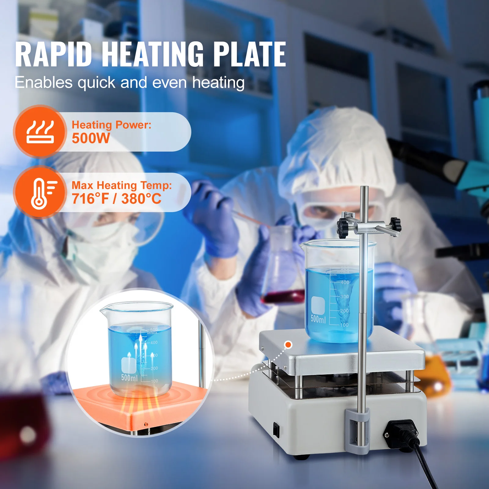 VEVOR Magnetic Stirrer Hot Plate 0-1500/2000 RPM 2L/3L/5L/20L Stir Bars Included magnetic stirrer