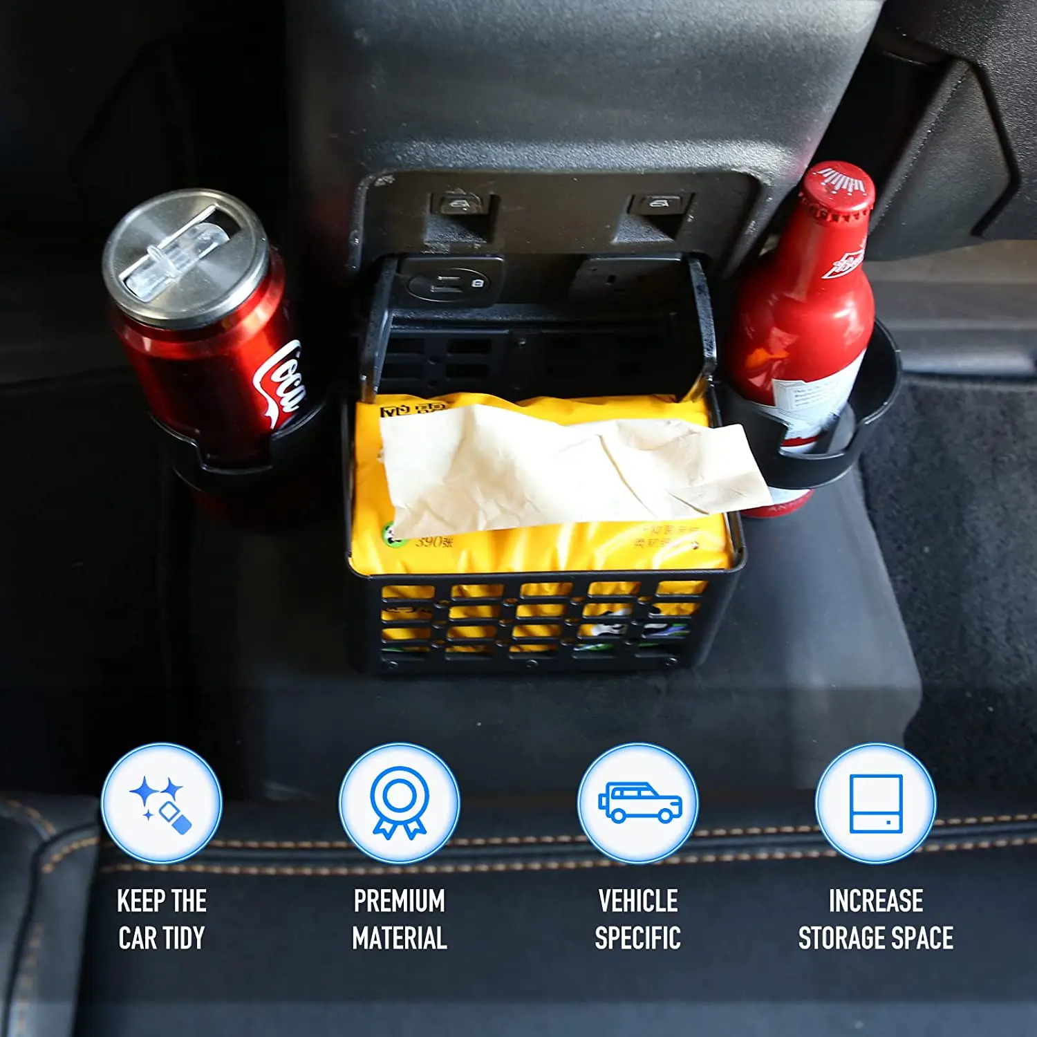 Bronco Rear Seat Cup Holder Floor Console Storage Box for Ford Bronco