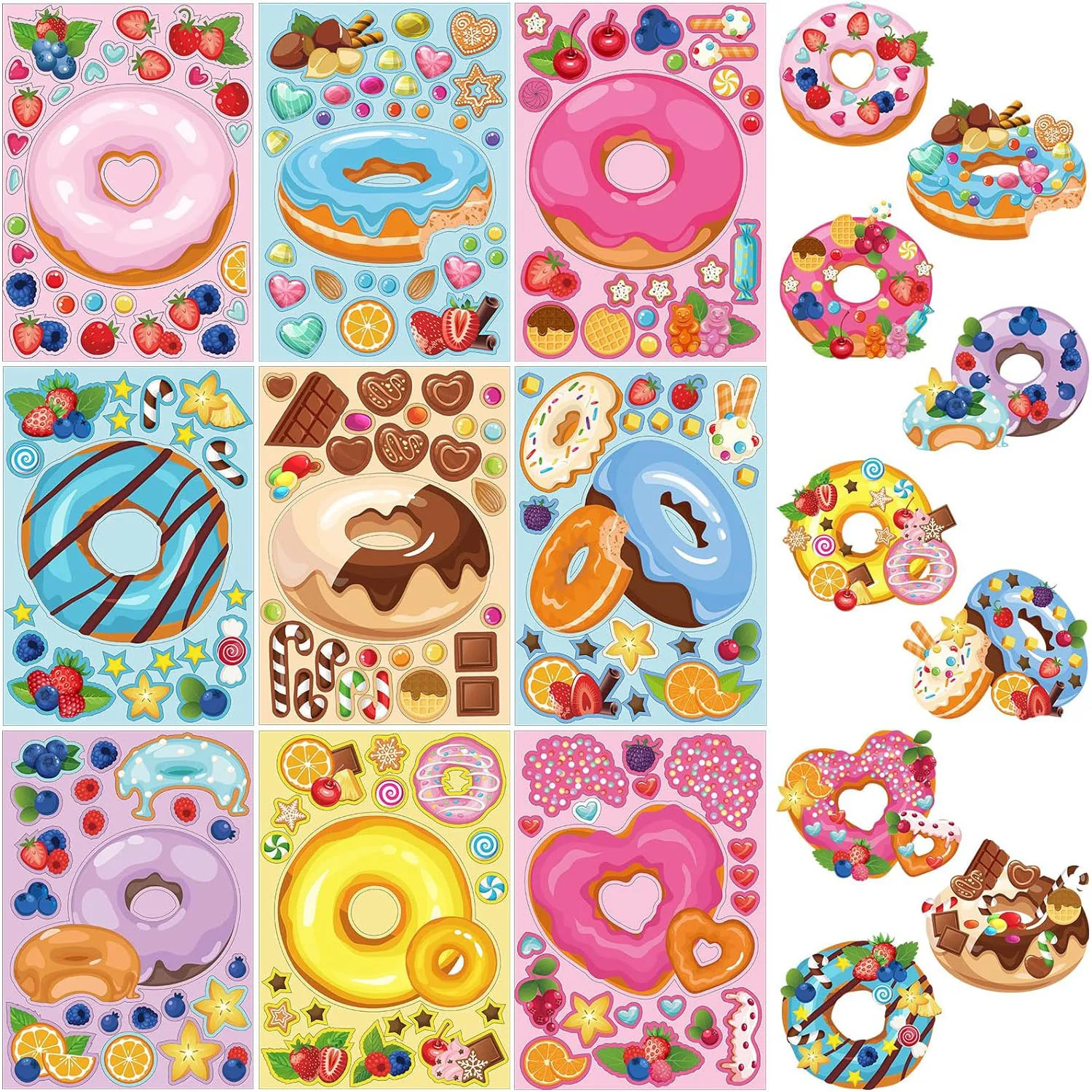 Donut Stickers Donut Party Favors Make Your Own Stickers Doughnuts Treats and Sweets Sticker Mix and Match Stickers for Kids