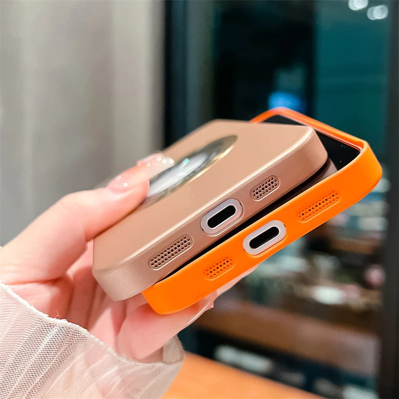 Custodia ultra sottile rigida in PC opaco per iPhone 16 15 14 Plus 13 12 11 Pro Max con logo trasparente magnetico per la ricarica wireless Magsafe_voghion.com