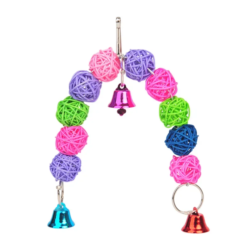Pack Bird Toy Cage Bird Accessories Wood Parrot Toys Toy Swing Suspension Bridge Ball Cage Bells Pet Supplies Set