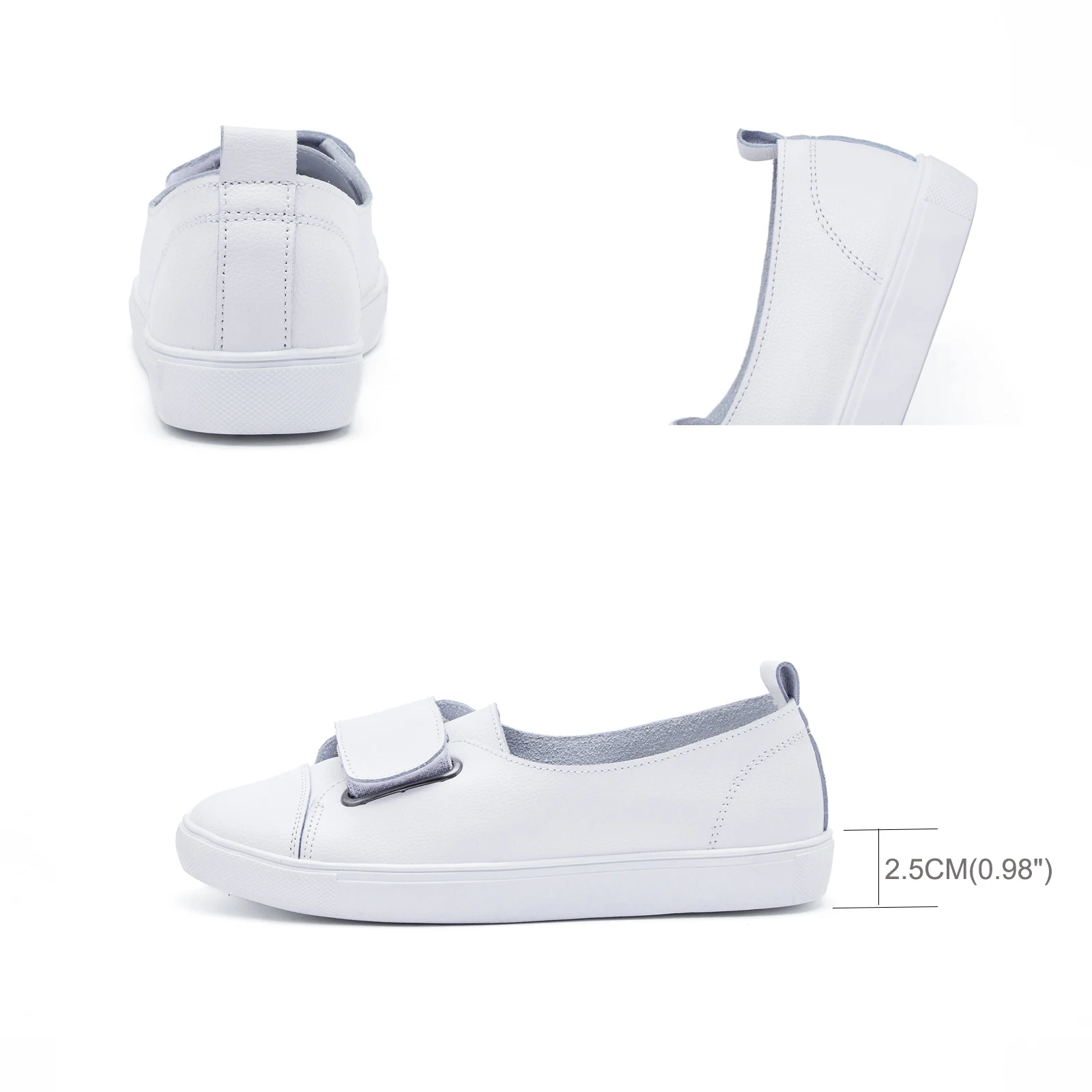 EOFK Summer Women Loafers Flats Lady Slip on White Genuine Leather Moccasins Casual Female Shoes Zapatos De Mujer 2