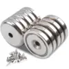 32/25/20 MM Neodymium Cup Magnets, Round Base POT Magnet with Countersunk Hole and Stainless Screws for Kitchen, Craft, Office 1