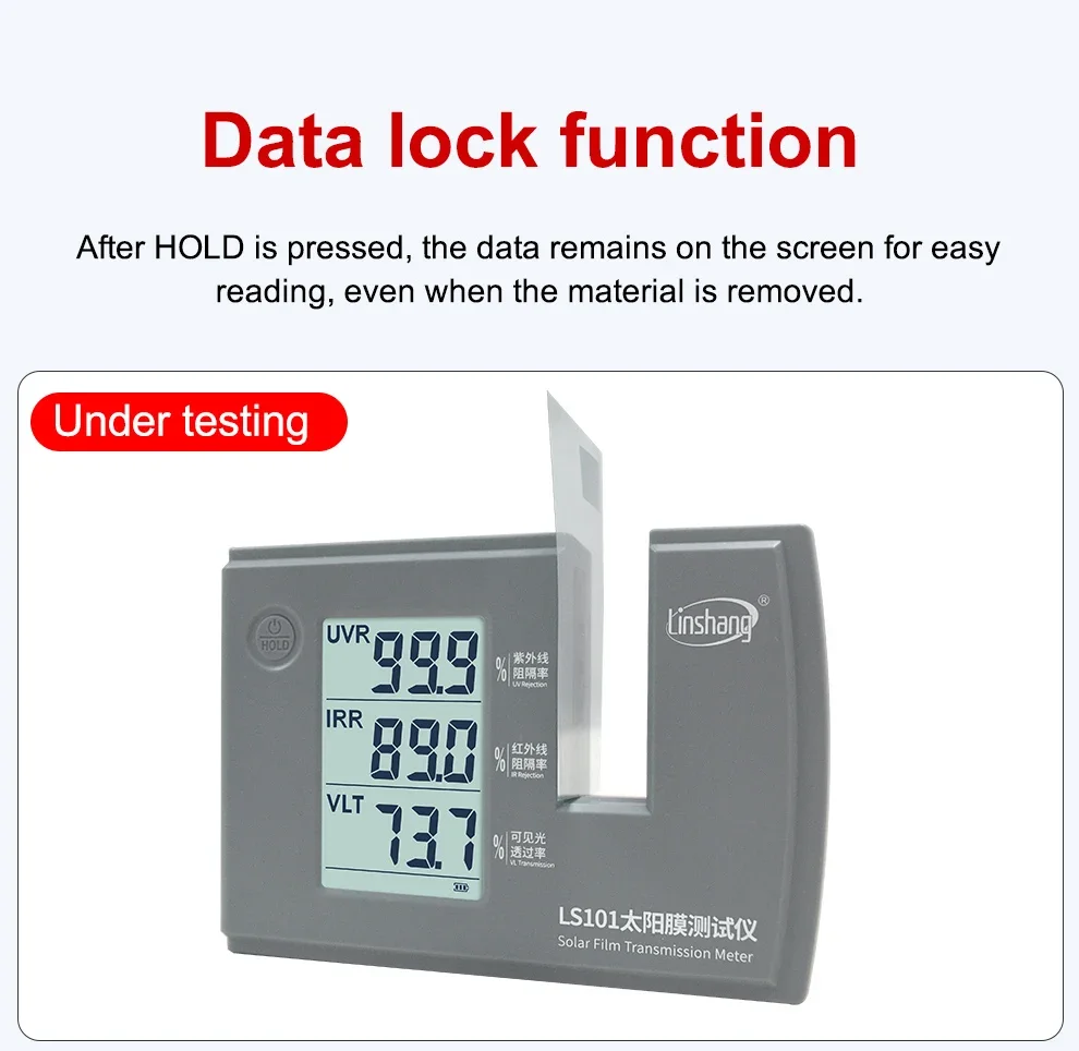 LS101 Window Tint Transmission Meter IR UV Visible Light Transmittance Detection