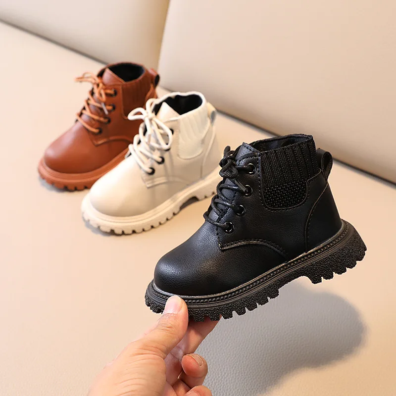 

Kids Fashion Leather Boots New Autumn Winter Children's Non-slip Comfortable Rubber Outsole Warm Ankle Boots Boys Girls Shoes