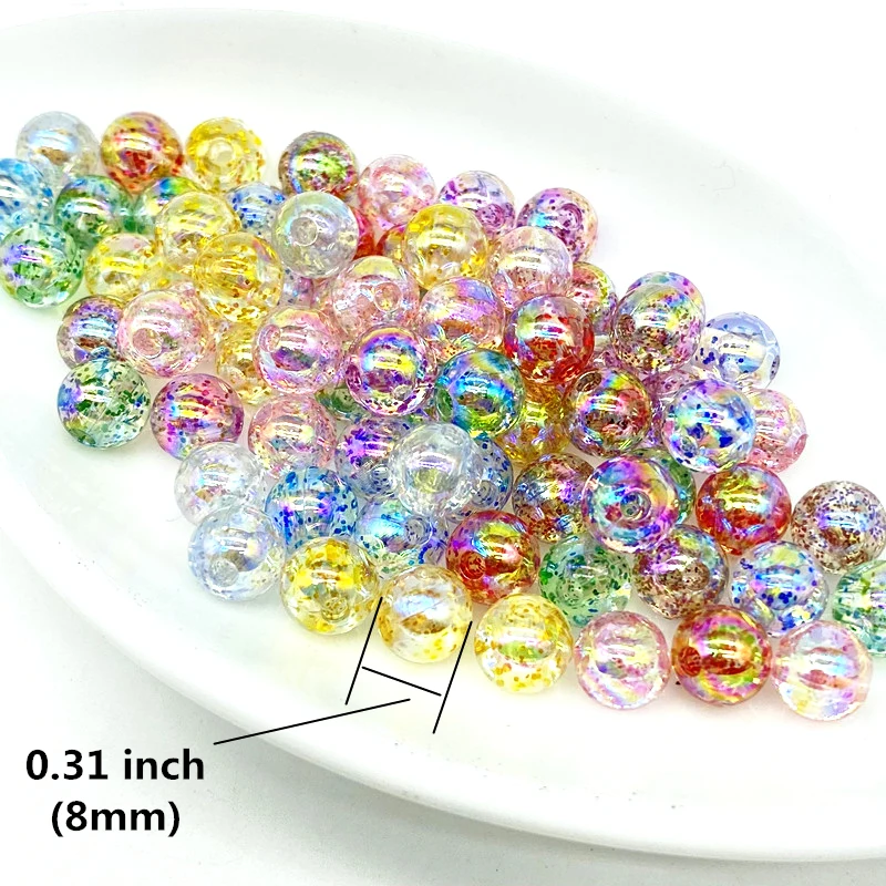 50 Perline Acriliche 16mm Multicolore - Foro 2mm - Perline Sfuse Per Creazione Gioielli Fai Da Te