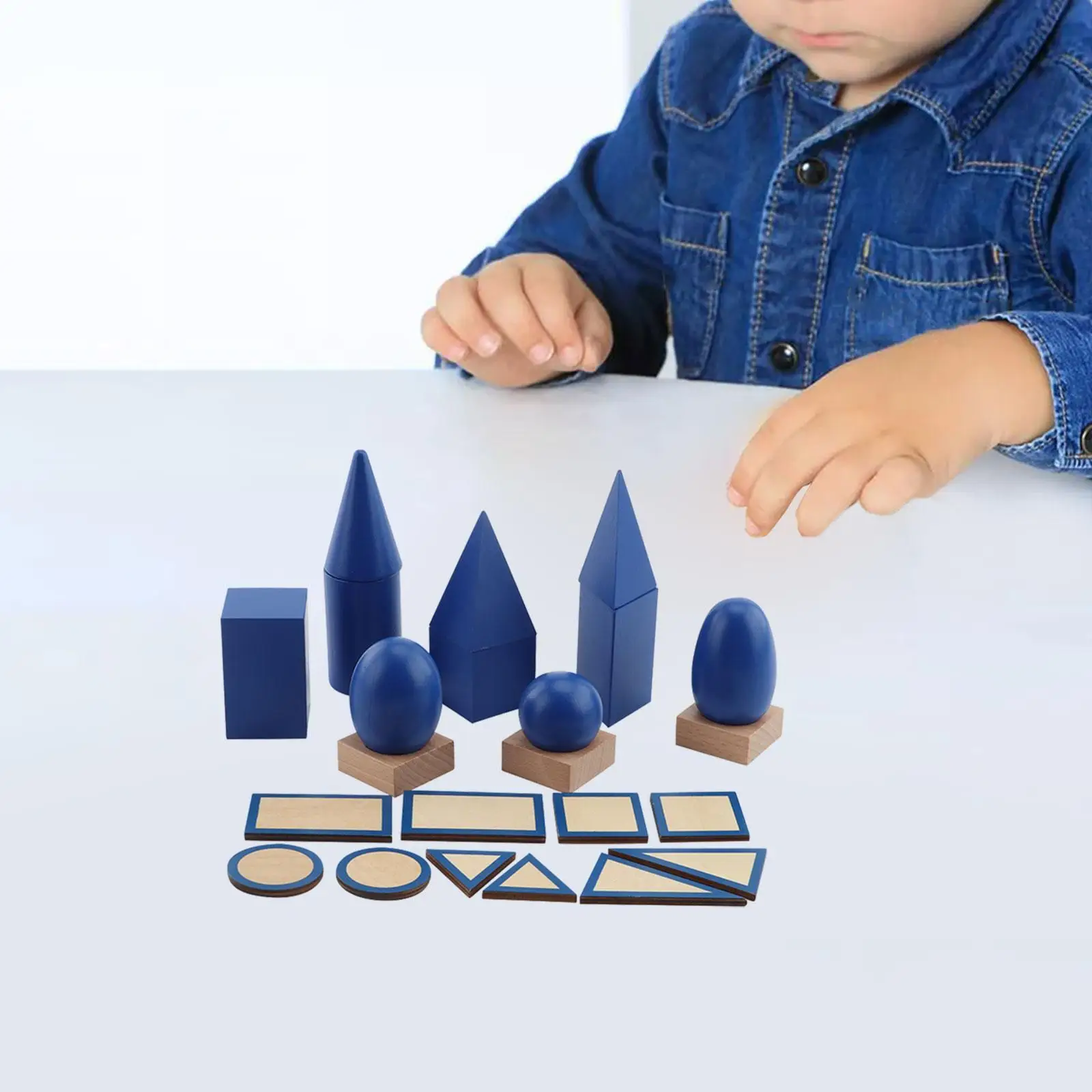 Geometric Solids Blocks Set with Bases Develop Hand Eye Coordination Gift Parent Child Interactive Toy for Kids GEO Blocks - 2