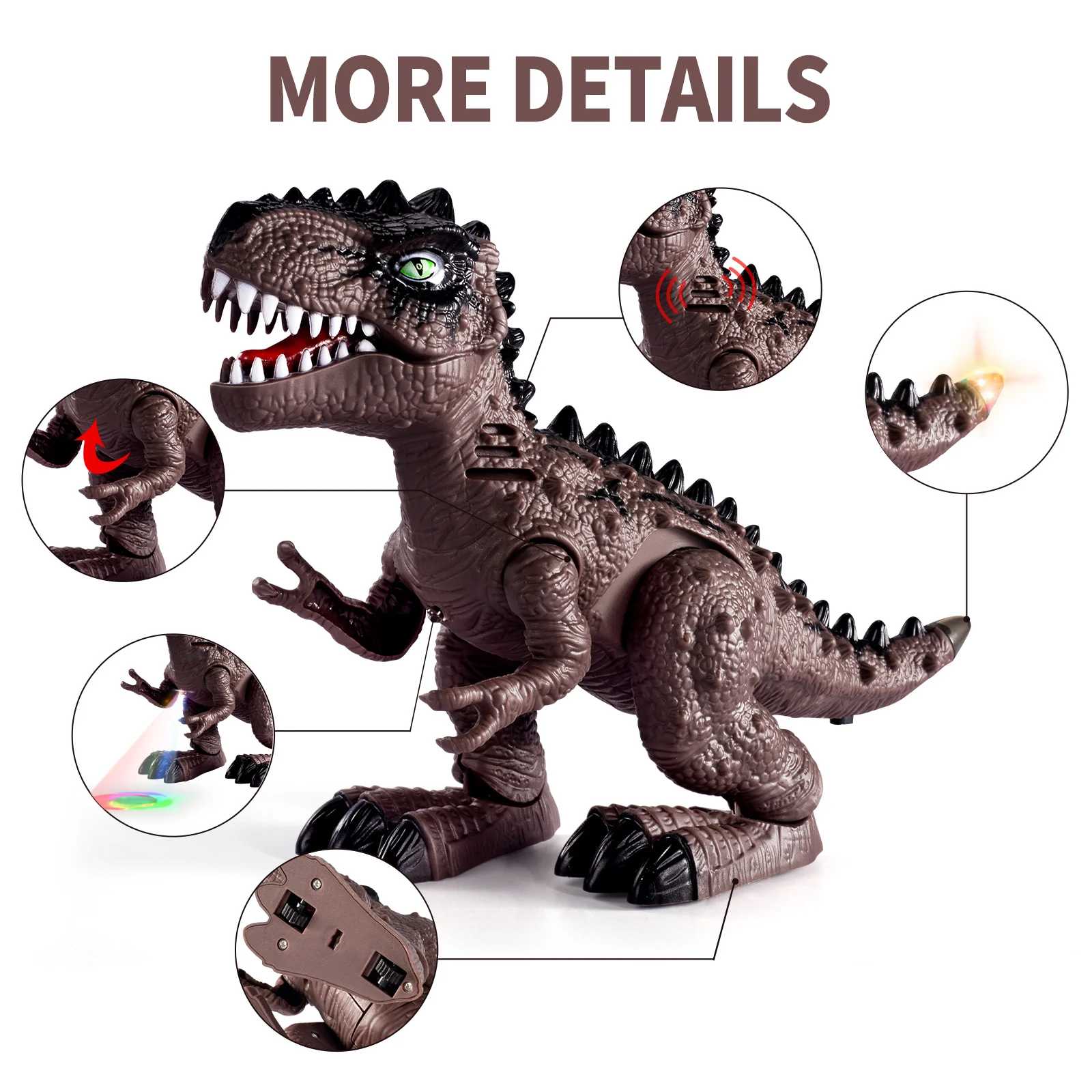 Remote Control Dinosaur Toy Set Walking Dinosaur Electric Dinosaur Toy with Light and Sound Boys Girls Gift 6