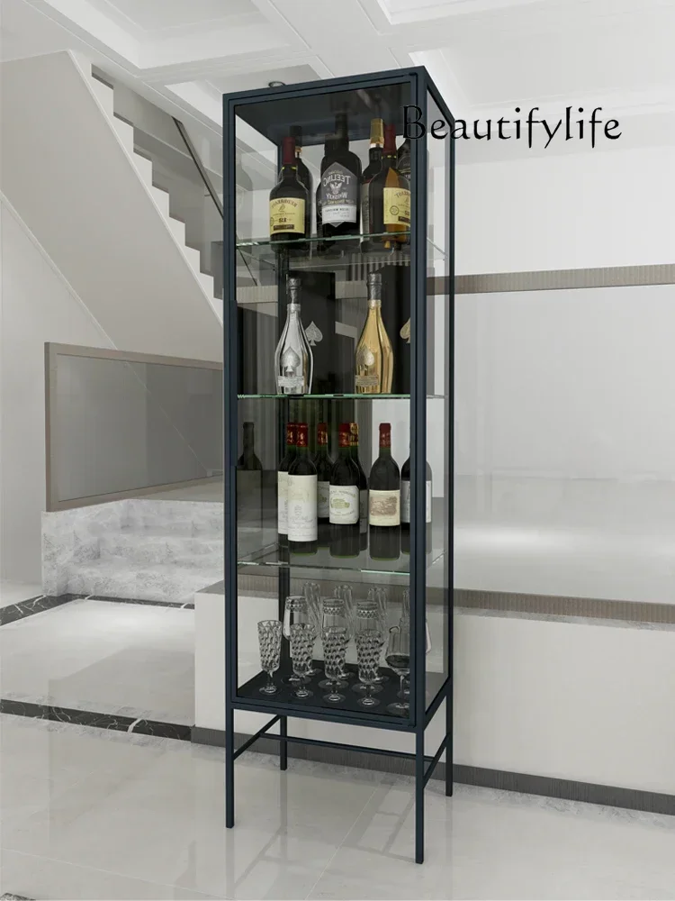 

Home European Style Wine Cabinet Modern Curio Cabinet Living Room Display Wall Storage Glass Cabinet