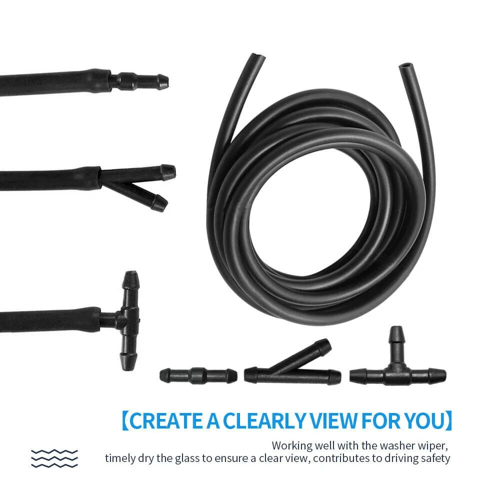 2/3/4m Car Windshield Washer Hose With Connector Kit Automotive Windshield Jet Spray Wiper