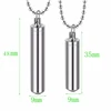 Men Stainless Steel Jewelry Pill Case Holder Cylinder Urn Pendant Memorial Necklace 2 Sizes Beaded Chain 20" 2