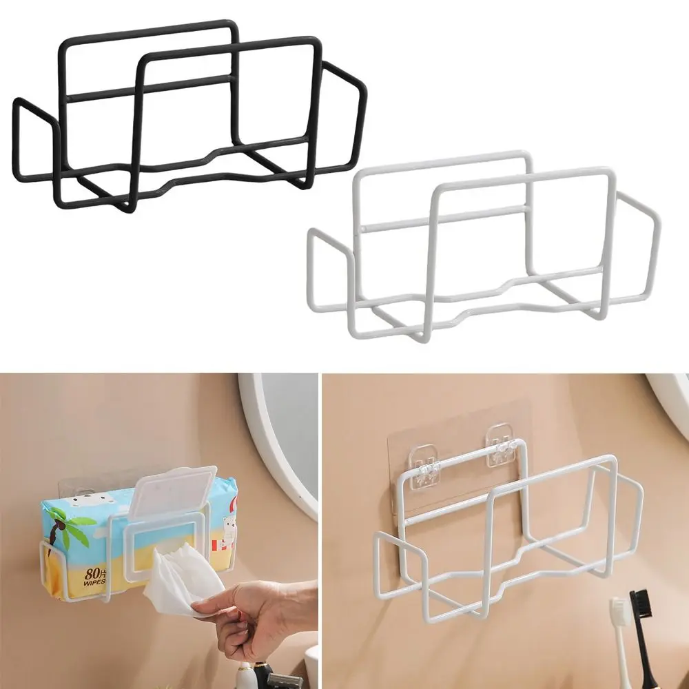 Portable Wet Wipes Paper Holder Simple Wall-mounted Tissue Box Holder Kitchen Bathroom Toilet Paper Storage Shelf