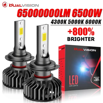 Dualvision 6500W H4 H7 LED Canbus H8 H11 9005 HB3 9006 HB4 Led Bulbs Automobile Kit 12V Turbo Fog Lamps 24V 4300K 5000K 6300K 1
