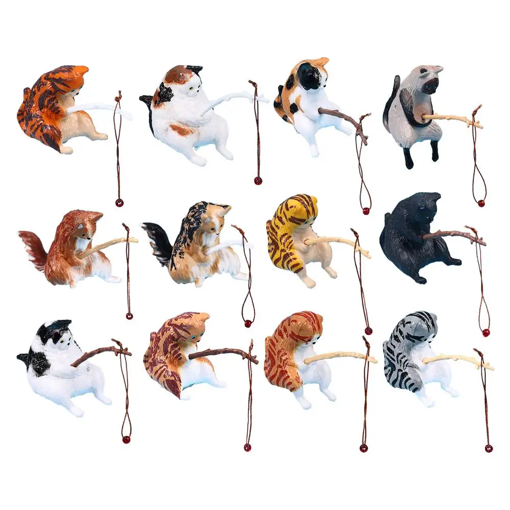 S7caeb2c5ba7f464082643533791cffe9z Funny Cats Fishing Figurine Cat Sculpture Sitting Fishing Cat Resin Ornament Fish Tank Landscaping Aquarium Home Decoration