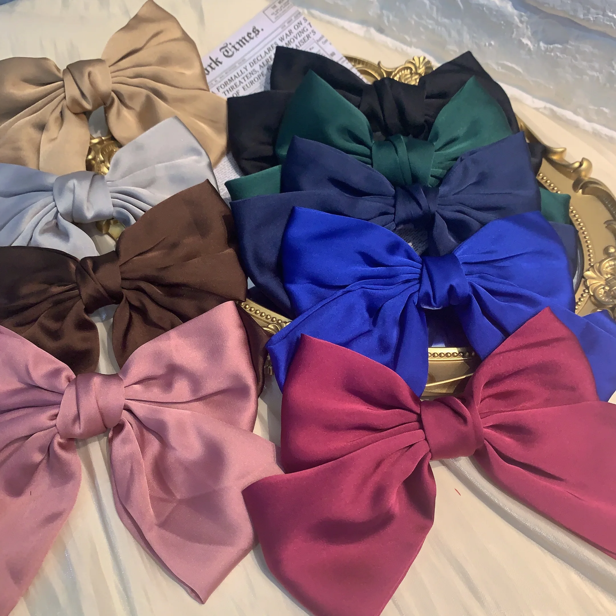 Mode Band Haars pangen große große Schleife Haarnadel für Frauen Mädchen Satin trend ige Damen Haars pange neue süße Haars pange Haarschmuck – Detail 6
