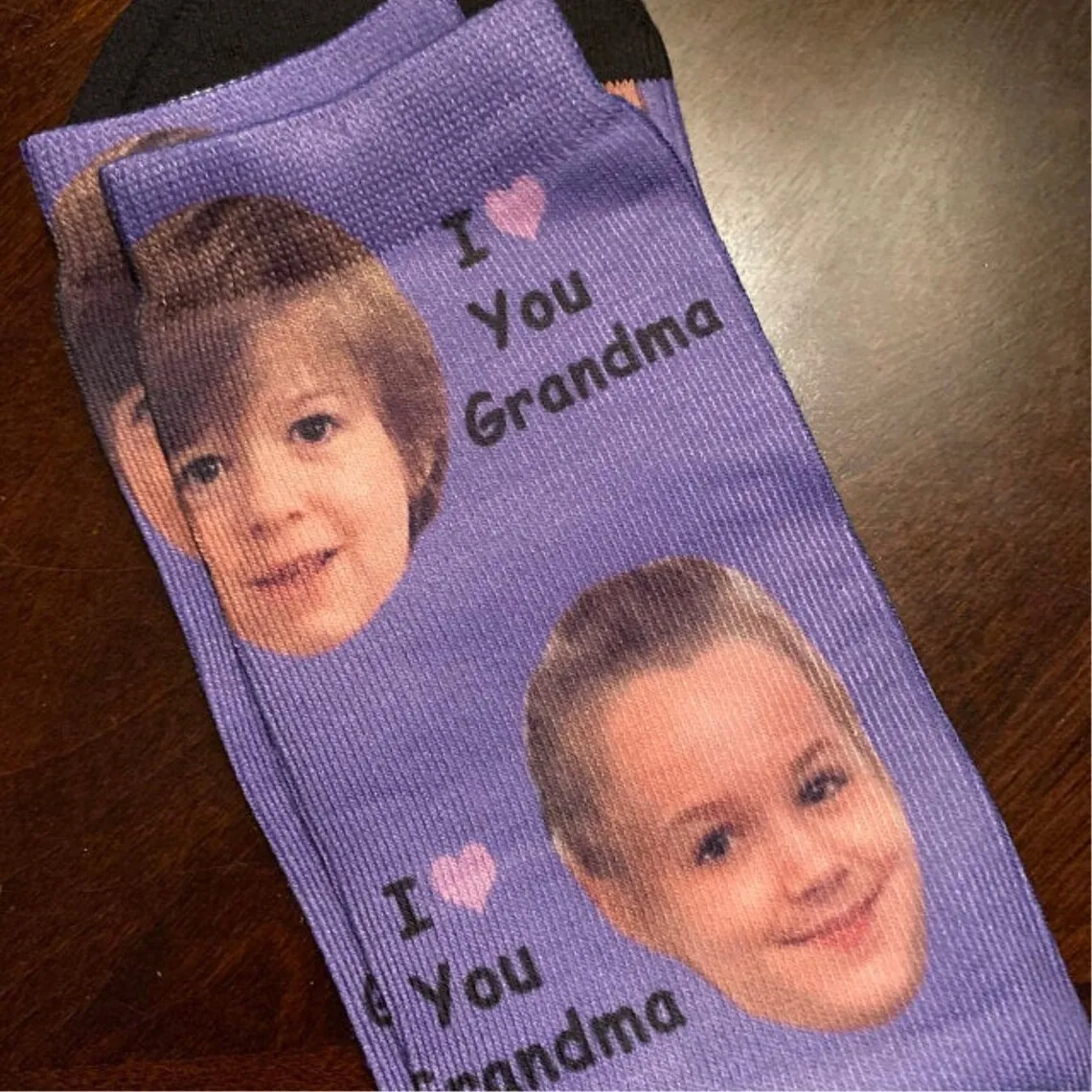 Индивидуальные женские и мужские длинные носки с 3D-принтом, надписью Love Your Image и лицом, индивидуальный подарок на день отца