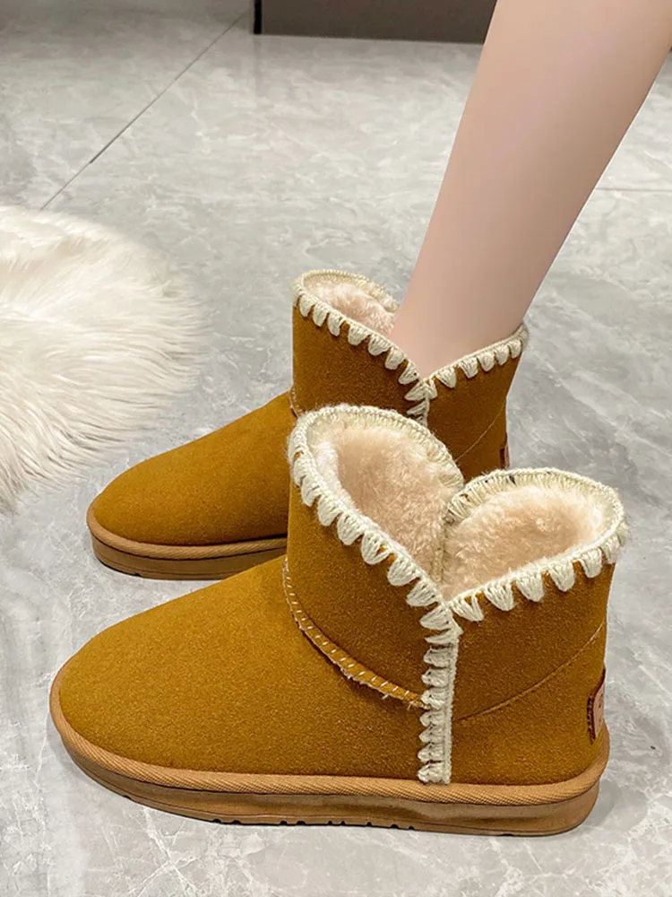 

Женские резиновые ботинки на плоской подошве, австралийская обувь с круглым носком, женская зимняя обувь, непромокаемые зимние ботильоны с подкладкой средней высоты, 2023