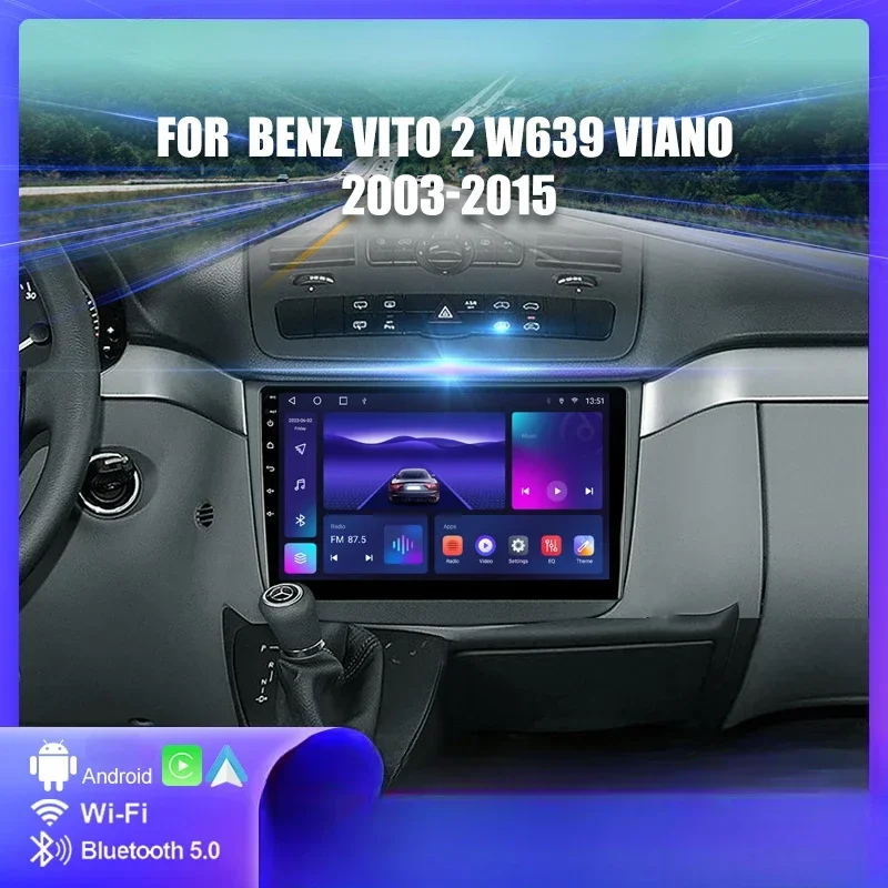 

Автомагнитола YYUJIA 2DIN для Benz Vito 2 W639 Viano 2003-2015, мультимедийный видеоплеер, GPS, Carplay, Android 12, Авторадио, головное устройство