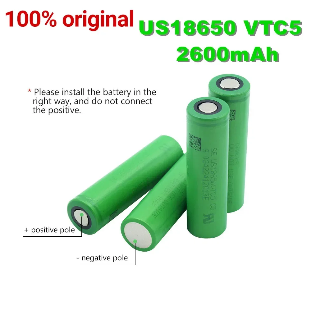 100% Originale 3.7 V Volt Ricaricabile Us18650 Vtc5 2600Mah Vtc5 18650 Sostituzione Batteria 3.7 V 2600Mah 18650 Batterie